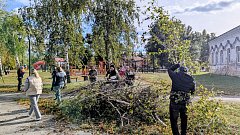 В центральном парке Самойловки прошел субботник